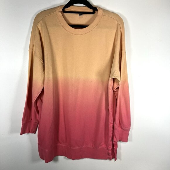 Old Navy Tops - Old‎ Navy  Sweatshirt Women’s L Pink Crewneck Ombre Sunset Beach Ath leisure